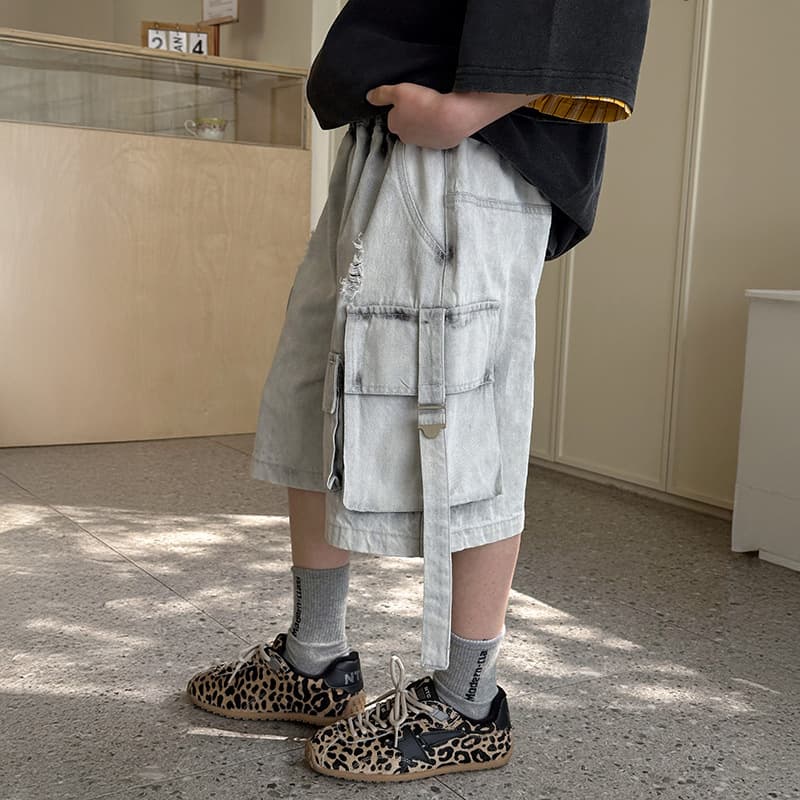 Boys' Denim Shorts Summer Thin Trendy Handsome Middle and Older Kids Boys' Summer Stylish Versatile Five-Point Shorts