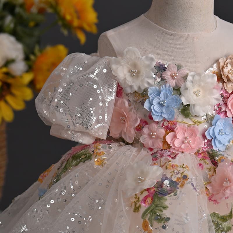 Girls' Evening Gown Fairy Light Luxury Children's Flower Fairy Birthday Princess Dress Host Banquet Evening Dress
