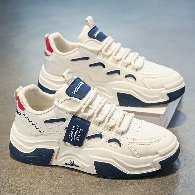 Woodpecker Men's Shoes Spring/Autumn Dad Shoes 2025 New Thick-Sole Versatile Huizhou White Sneakers for Junior High Boys