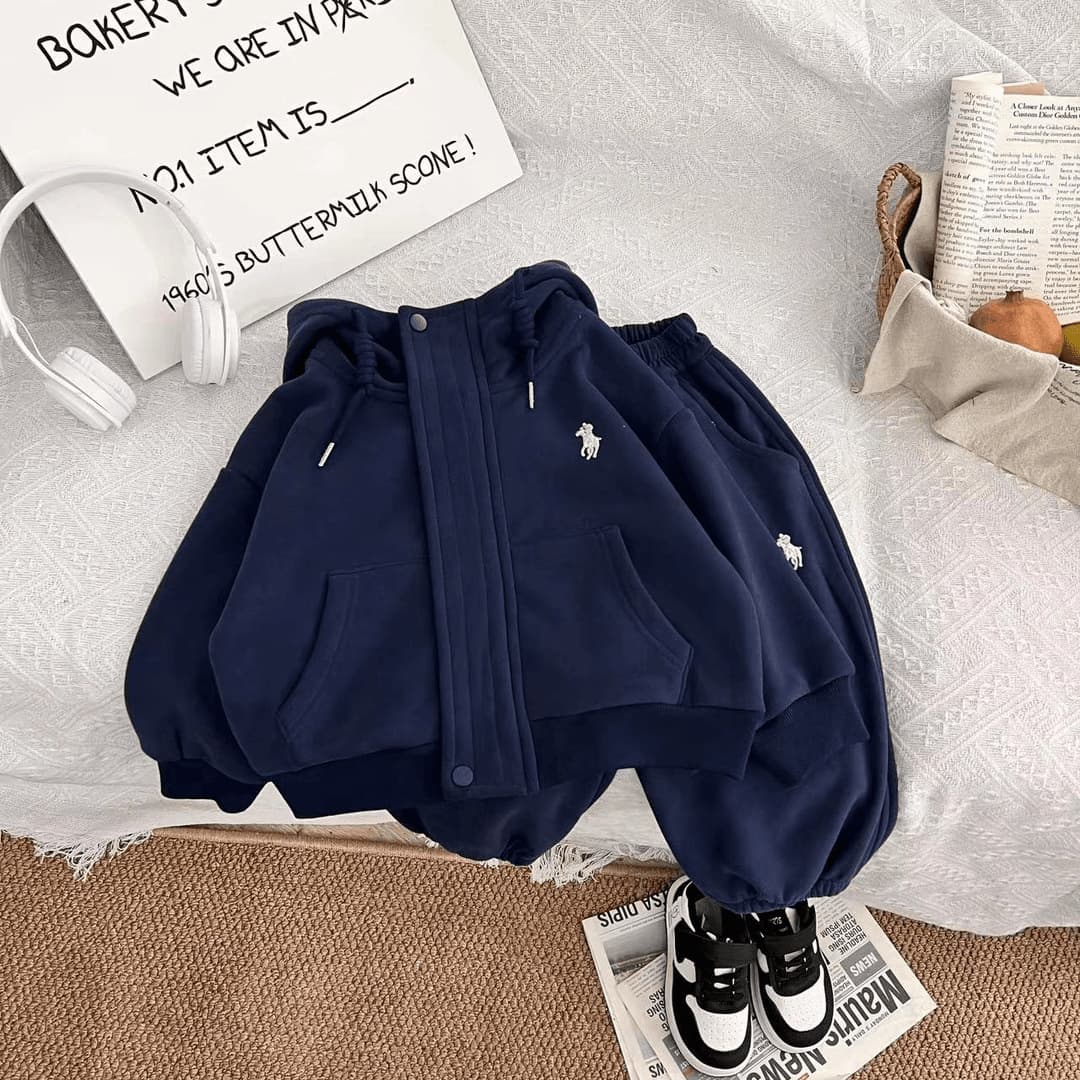 Boys and Girls Korean Style Casual Set for Toddlers Spring Autumn New Stylish Hooded Sweatshirt and Trendy Jogger Pants Two-Piece Set