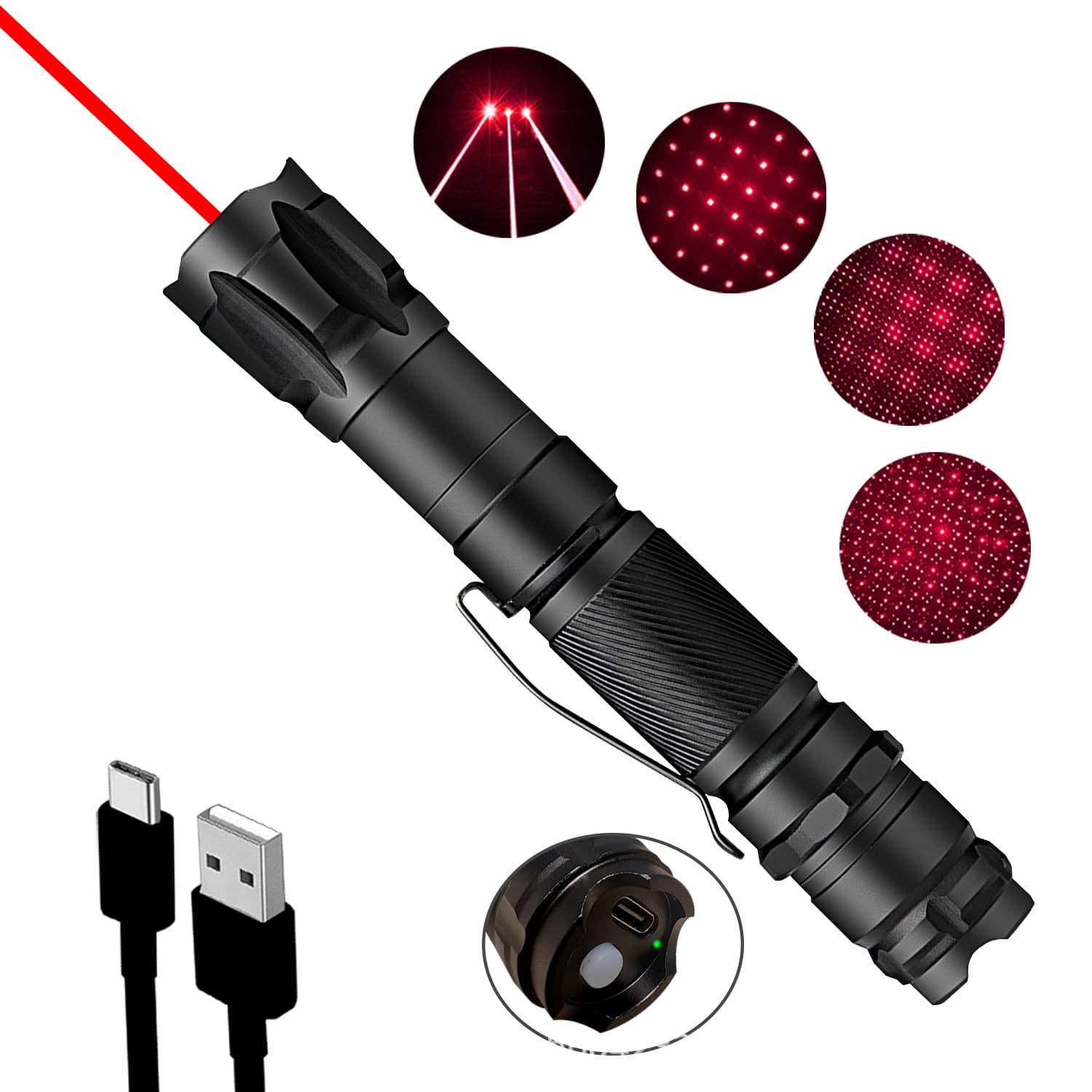 Type-C 764 red light engineering laser light long-range strong light laser flashlight coach special pointing pen