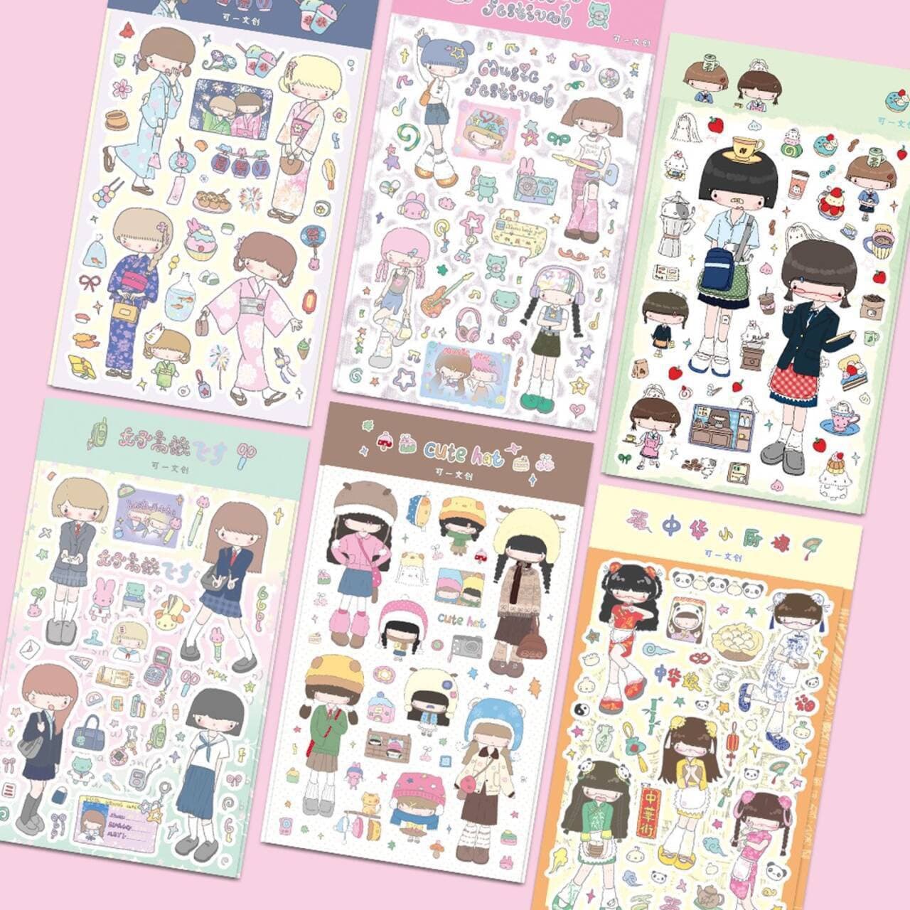 [Free Shipping Set Collection - Original Series] Keyi Cultural & Creative Licensed Character Stickers, Girls' Scrapbook Stickers