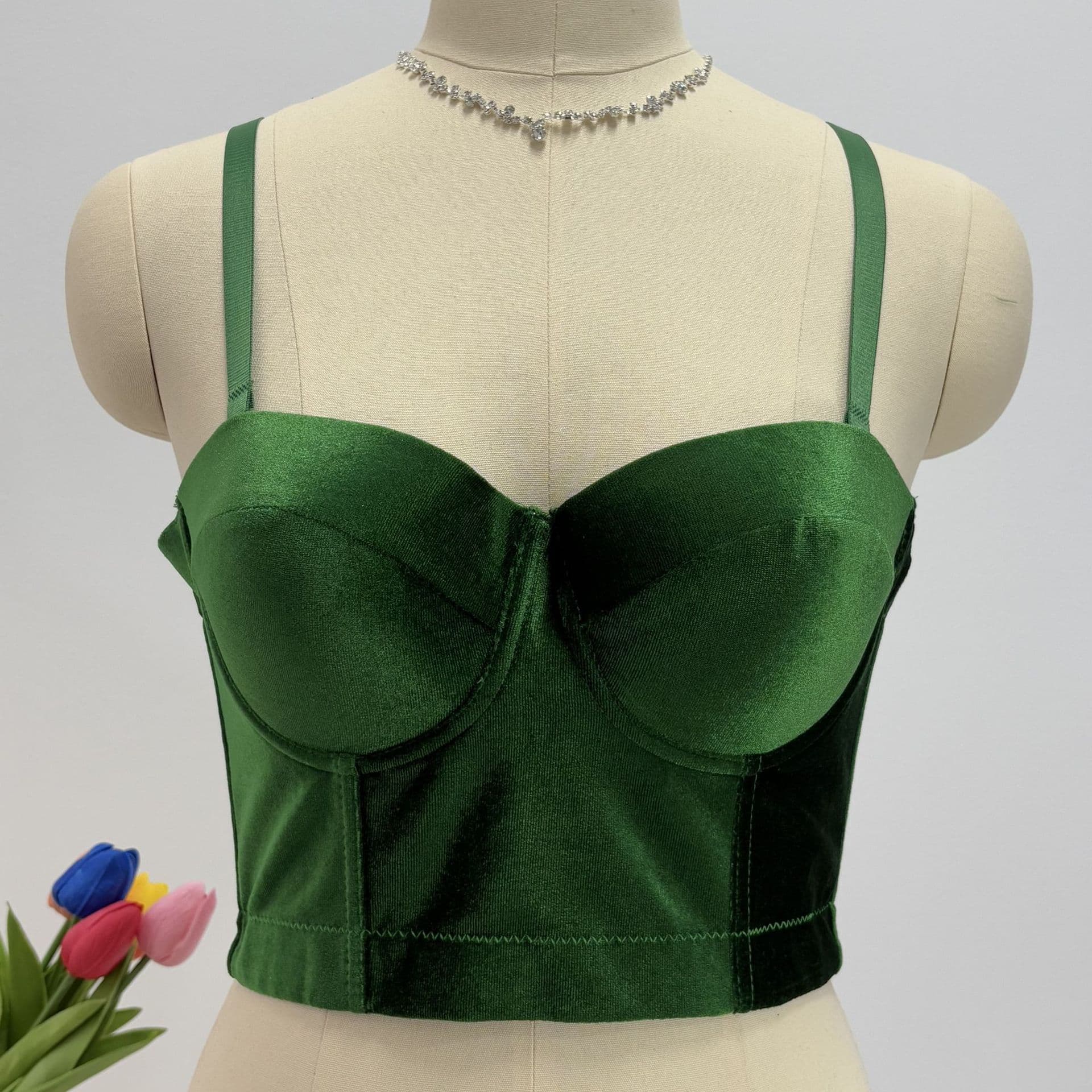 Christmas Solid Corduroy Vest Camisole Underwear Push-Up Waist-Slimming Corset Source Factory European-American Style