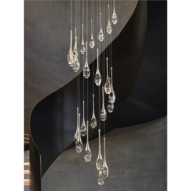 Crystal duplex staircase chandelier 2025 new modern light luxury villa loft apartment spiral staircase long chandelier