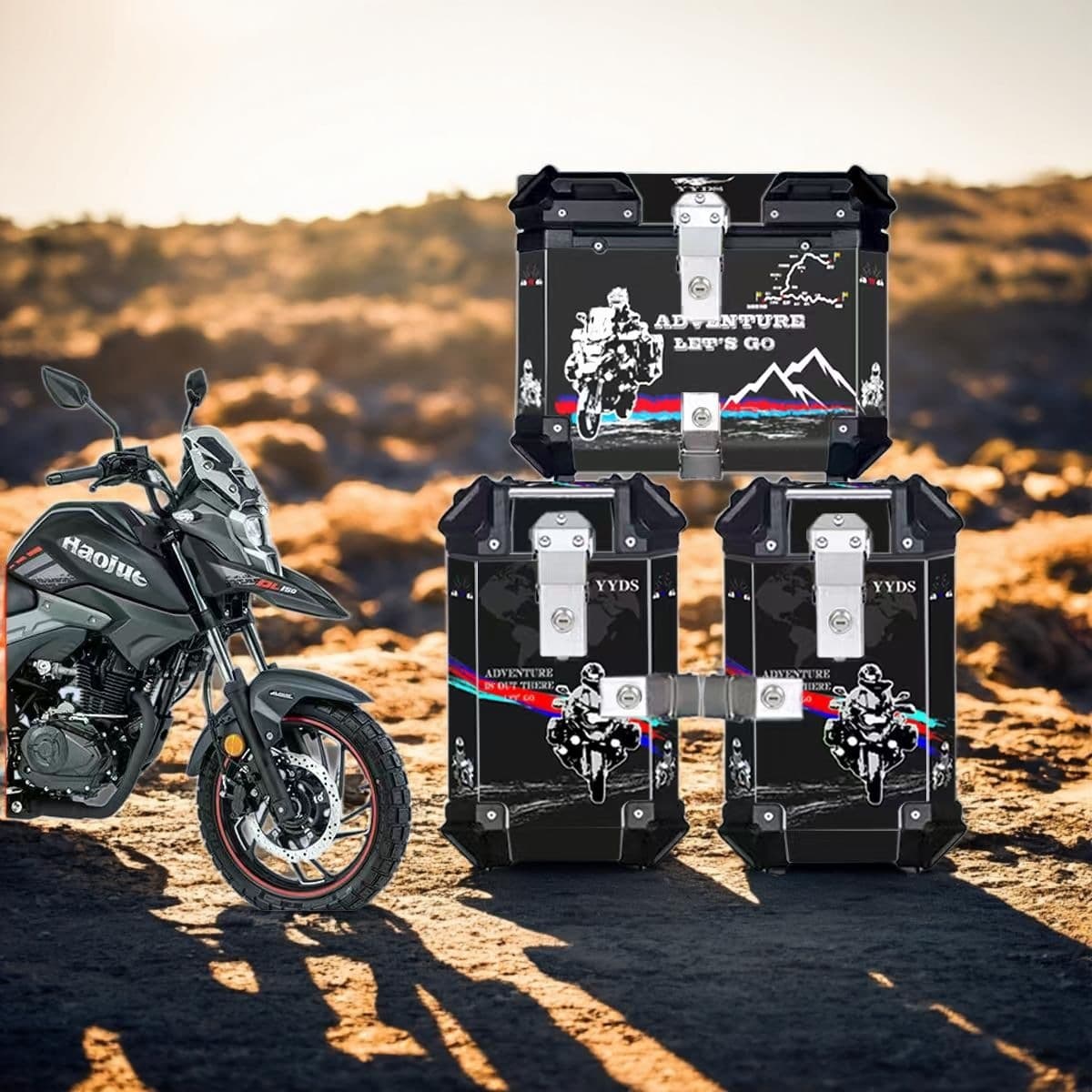 Clearance Alloy Side Cases and Top Case, Suzuki Honda Haojue Quick-Release Three-Box Set, Waterproof