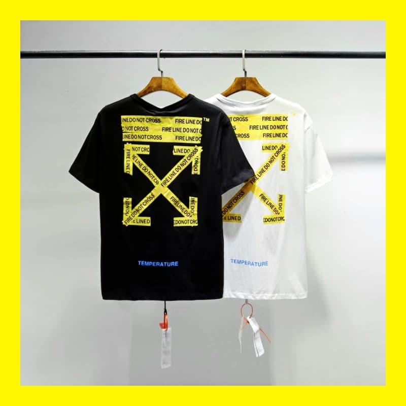 Correct version OFF classic yellow tape arrow cordon short-sleeved ow trendy brand couple wear loose trendy T-shirt for men