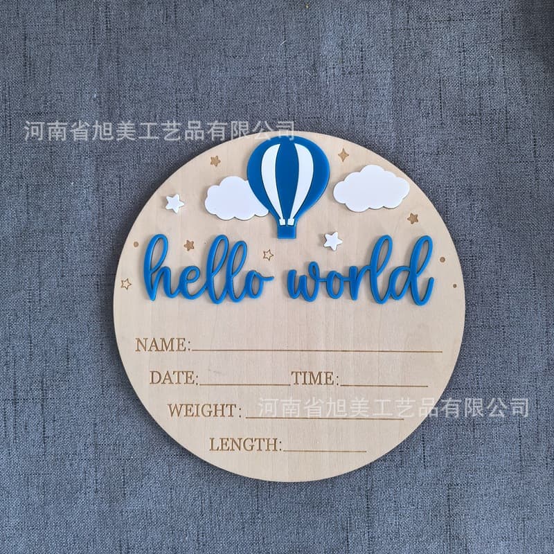 Cross-border newborn hello world wooden milestone month photo commemorative props photography