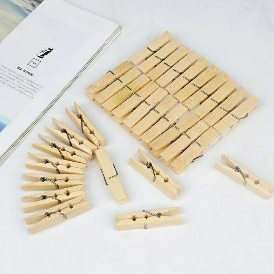 Bamboo Clothespins, Heavy-Duty Wooden Clips for Home Use, Small Clips for Sunning Quilts and Clothes, Windproof Greenhouse Clips