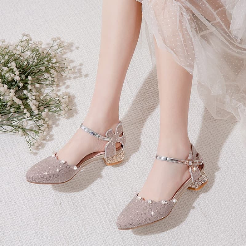 New girls' sandals, tendon soft sole, middle children's performance princess sandals, summer big children's buckle gold children's sandals