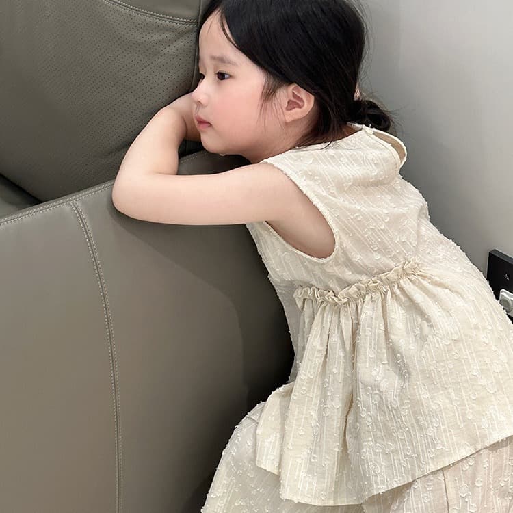 Girls Suit 2024 New Baby Korean Style Thin Sleeveless Top Loose Pants Two-piece Summer Fashion Trendy Style