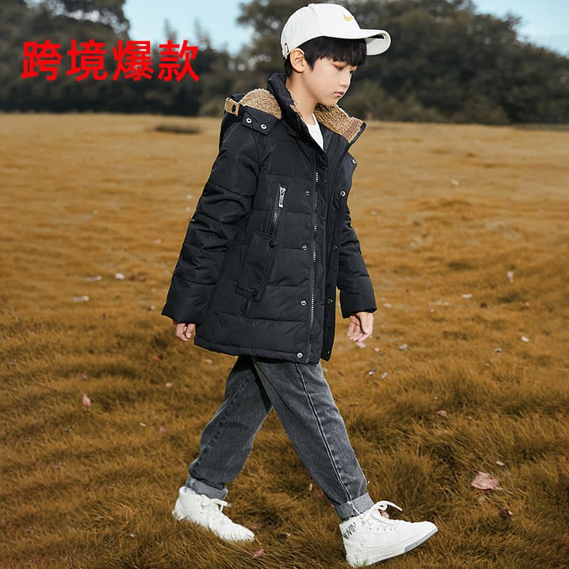 Cross-border children's clothing children's boys' down jacket mid-length thickened new European version medium and large children's winter clothing manufacturers wholesale