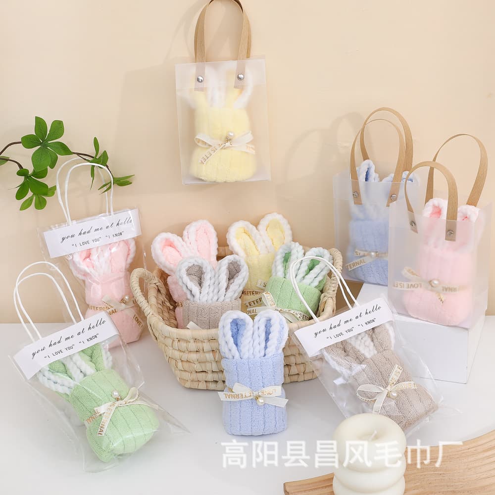 Cross-border foreign trade coral fleece shaped towel rabbit gift, opening ceremony gift, birthday gift, wedding favor, drop shipping