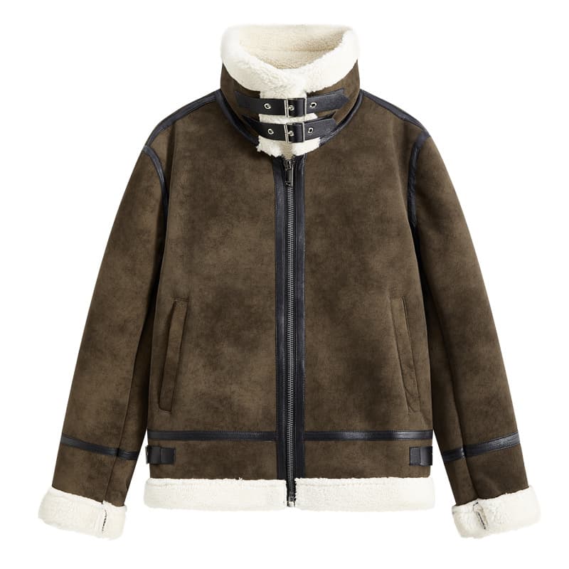 New Cross-Border Sheepskin Leather Jacket, American Vintage Shearling Leather Jacket, Trendy Fashion Designer Style