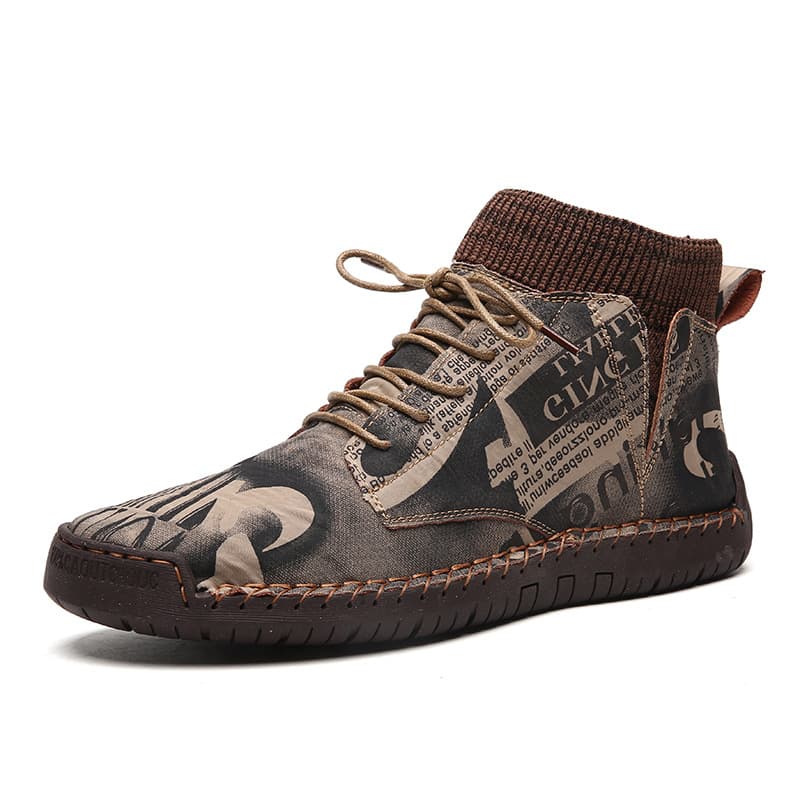 Fashionable men's boots, cross-border foreign trade plus size boots, men's shoes, graffiti punk casual men's high-top snow boots, work boots