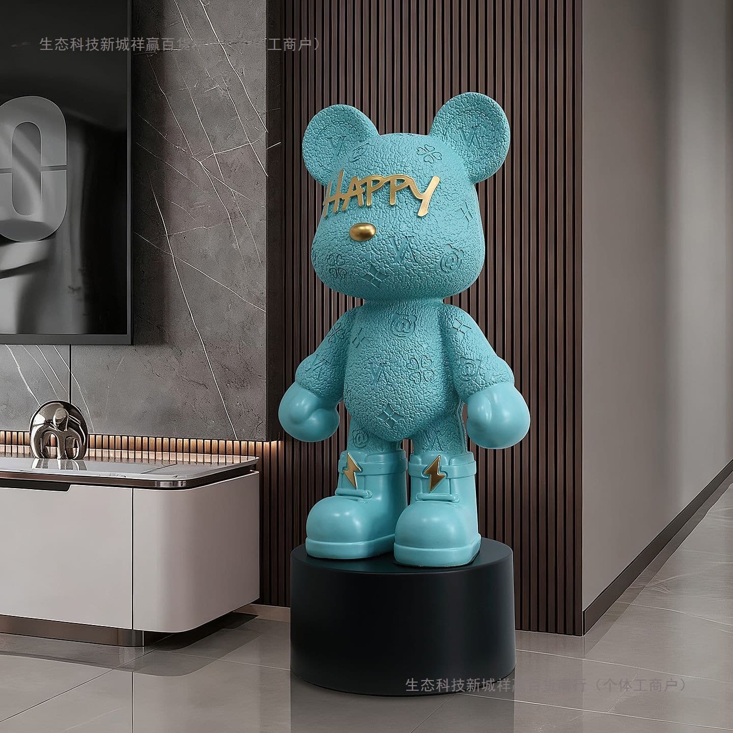 Cream-Colored Light Luxury Style Violent Bear Piggy Bank, Large Floor-Standing High-End TV Cabinet, Living Room Decoration, Home Decor, Housewarming Gift