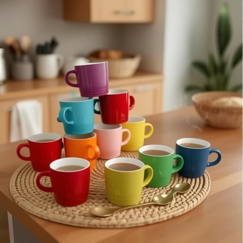 Rainbow Mug Macaron 350ml Six-Piece Ceramic Tableware Set Combination Household Milk Cup Tea Cup