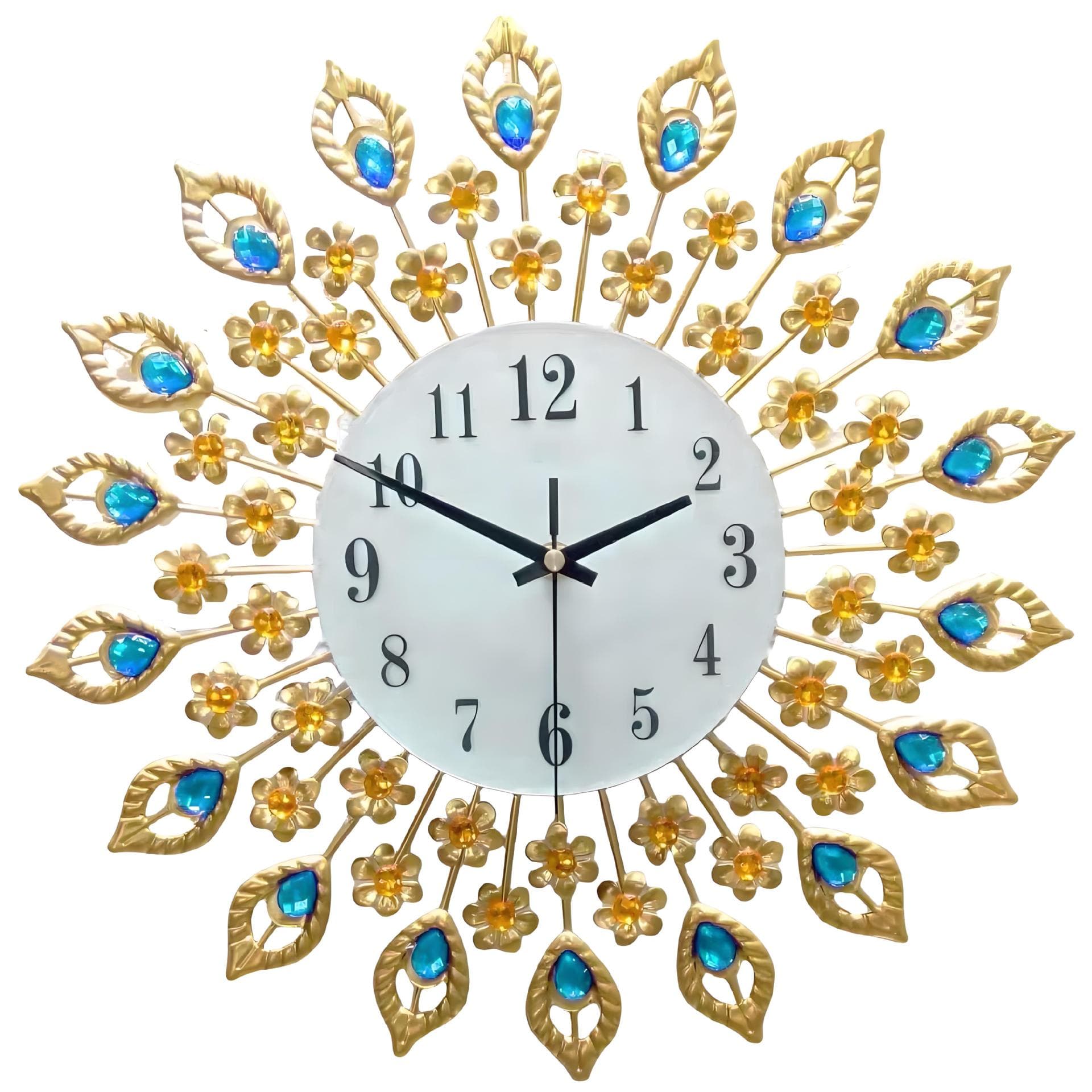 Creative Living Room Wrought Iron Wall Clock Peacock Clock European Bedroom Quartz Clock Wall Decoration Art Clock Light Luxury Wall Hanging