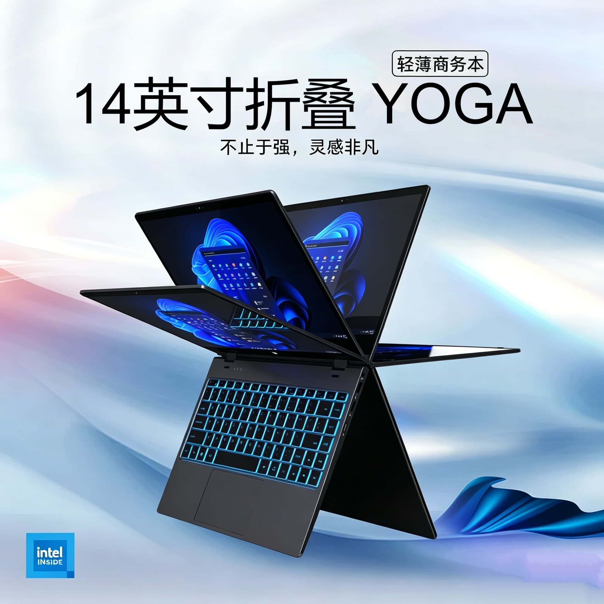 New 14-inch Portable Laptop Foldable 360° Laptop Thin and Light Touchscreen Design Notebook