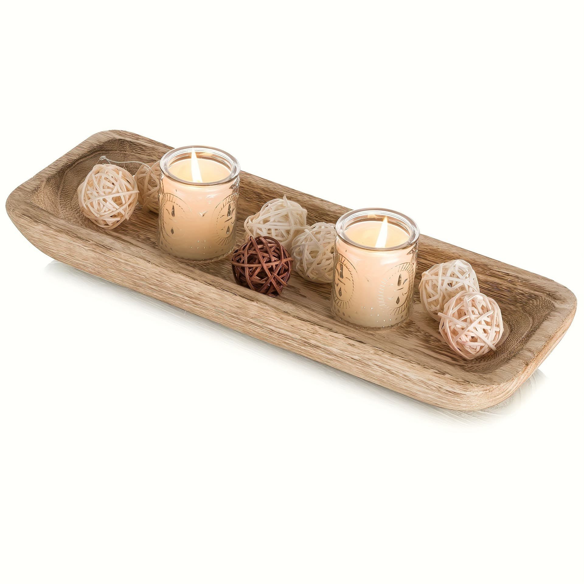 New Lightweight Paulownia Decorative Tray Rectangular Decorative Bowl Candle Display Plate Restaurant Decor Wood Ornament