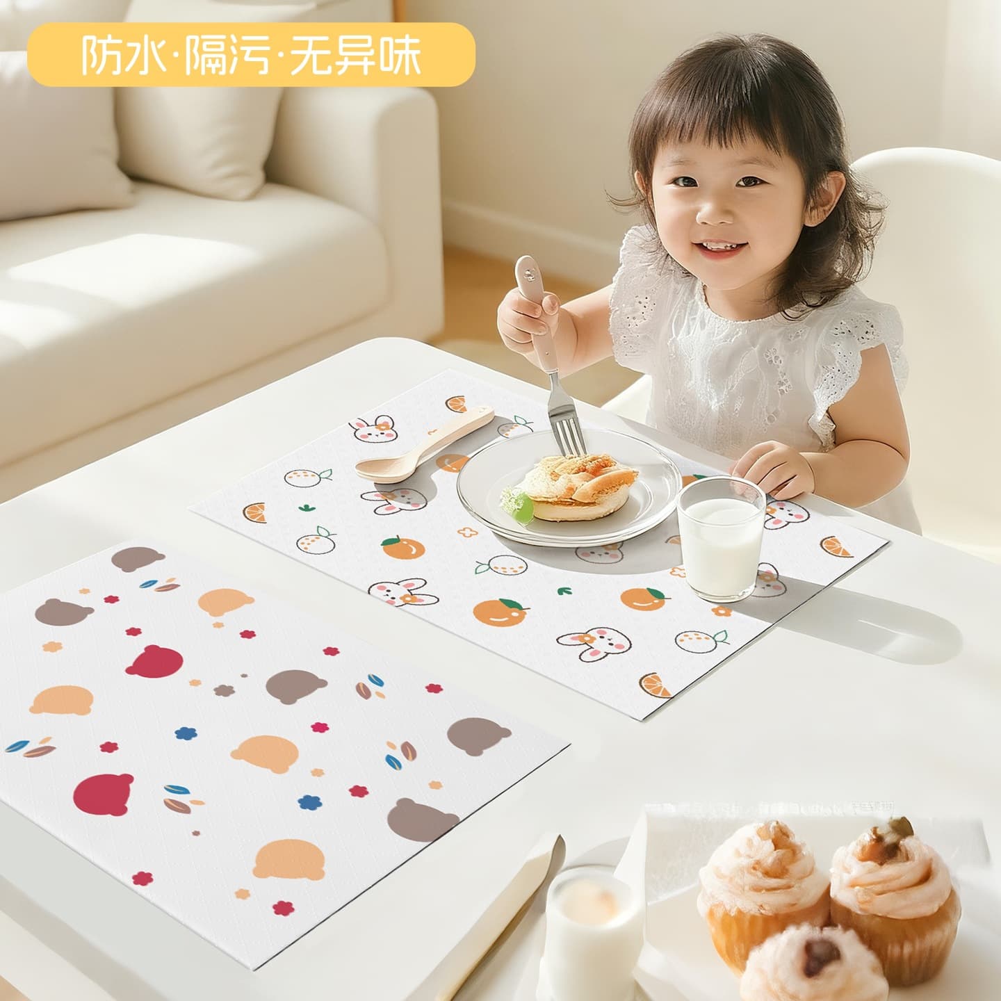 Disposable Placemats for Babies, Students' Lunch Mats, Water and Oil Resistant, Portable for Camping Tablecloths