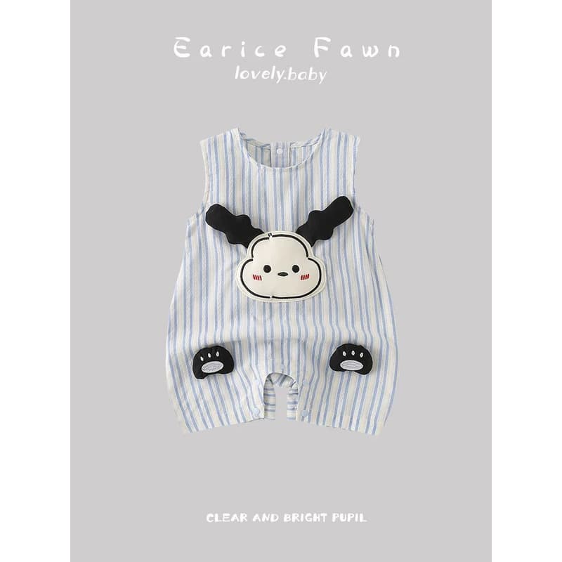Baby Summer Thin Bodysuit for Boys and Girls, Newborn 100 Days Outfit, Sleeveless Cute Romper
