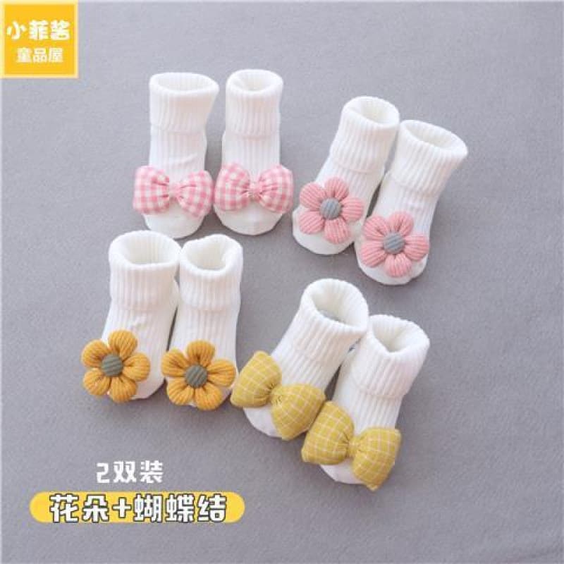 Newborn Baby Socks Spring Autumn Cotton Bowknot 100 Days Cute Princess Baby Mid-Calf Socks Summer