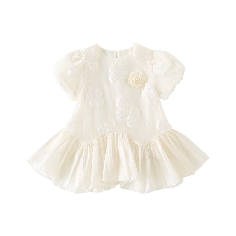 New Summer Korean Style Fairy Dress for 1-Year-Old Baby Girl, 3D Flower Sleeveless Vest Dress, Kids Clothing