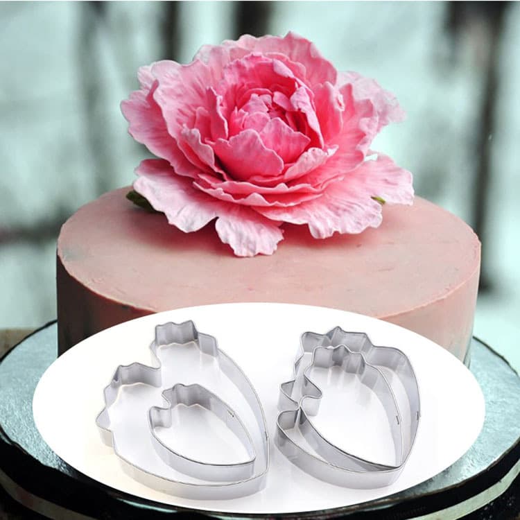 Stainless steel fondant flower mold peony flower cutting mold 4-piece fondant cake tool baking mold