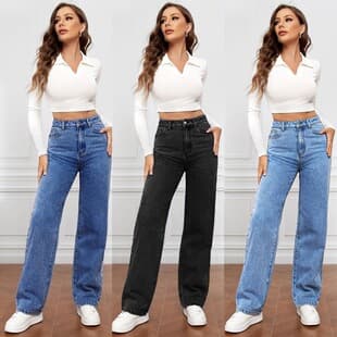 EU/US AliExpress Cross-border Trade Amazon Wish AliExpress Summer Casual Loose High-waist Jeans for Women Cotton