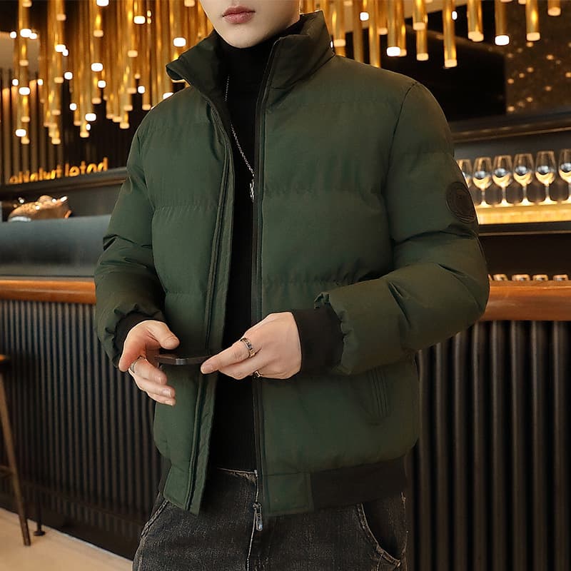 Men's Cotton Coat New Fall/Winter Trend Casual Thickened Warm Jacket Outerwear Men's Red Short Style Cold-Weather Coat