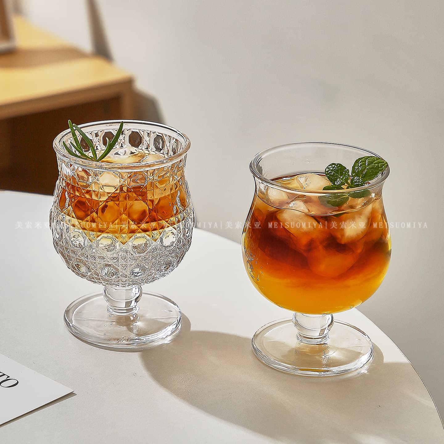 Retro Short-Stem Tulip Glass with Beaded Waist Cocktail Glass Fruit Tea Cup Vintage Red Wine Glass Water Cup
