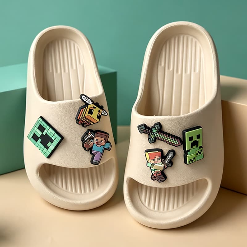 Minecraft children's slippers boys' indoor non-slip soft bottom sandals baby children's home bath big children's slippers