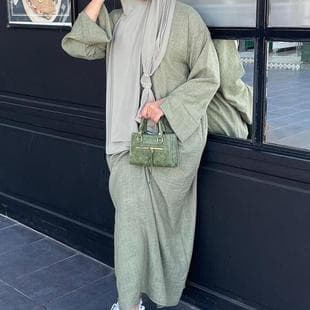 Round Neck Casual Malay Dress Side Slit Long Dress Solid Color Loose Plus Size Elegant Dress, AliExpress