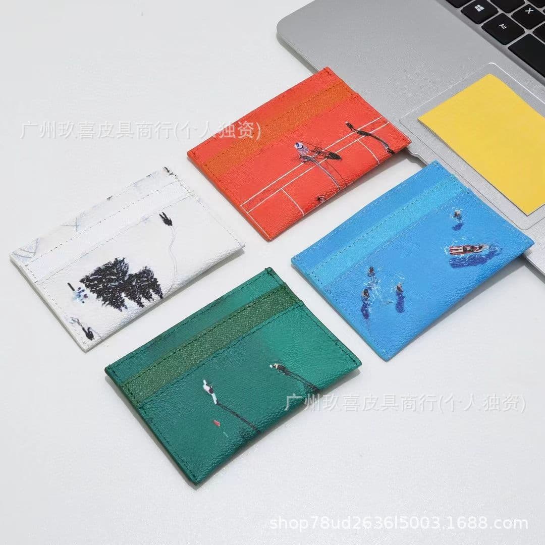 Foreign trade cross-border wallet card bag popular high-quality summer series genuine card bag animal and plant cartoon silk screen wallet