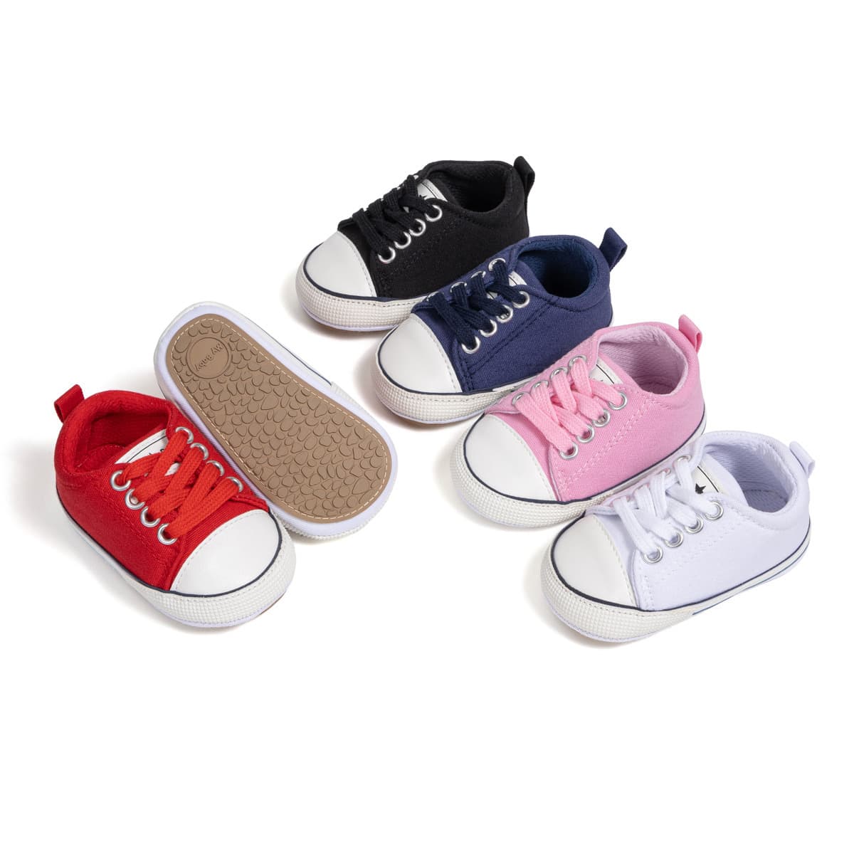 Cross-border popular baby classic canvas shoes soft rubber sole breathable fabric solid color non-slip baby toddler shoes baby