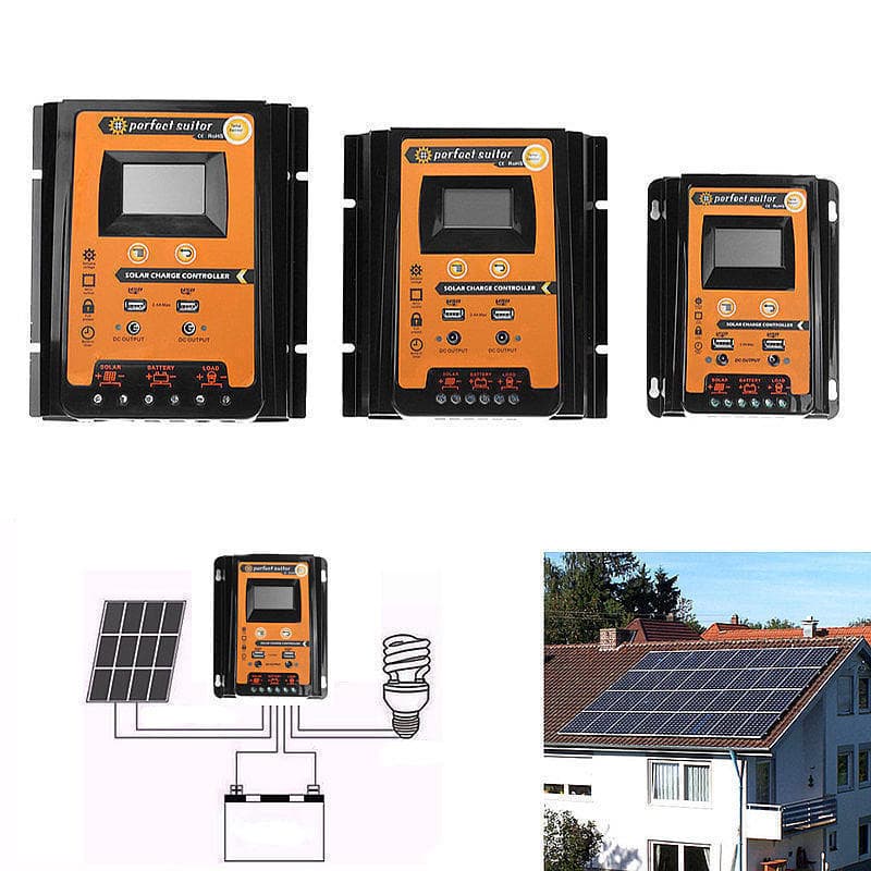 12v Orange 30a 50a 70a Solar Photovoltaic Power Generation Controller Dual Dc Ports Pwm Solar Charging Controller