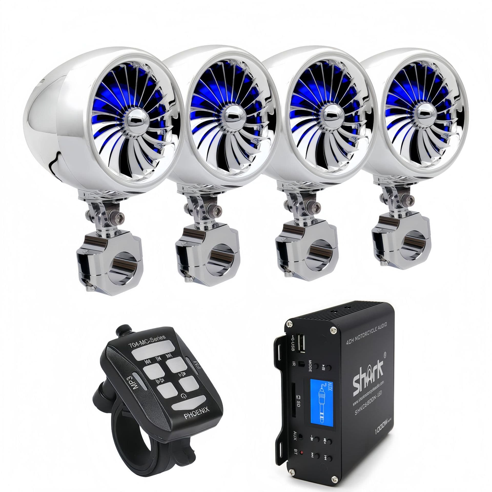 SHARK Motorcycle Audio 4-Channel High-Power External Amplifier Multi-Function Bluetooth 12V Sound System 6800N90