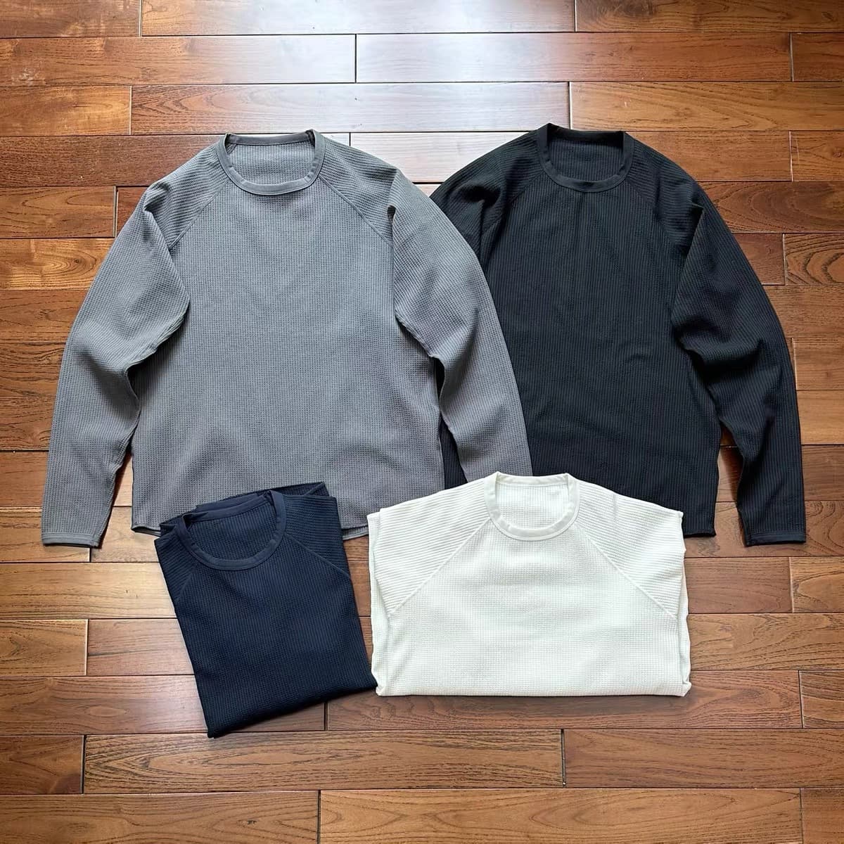 Japanese GDW LIGHT L/S T-SH Outdoor Lightweight Moisture-Wicking Quick-Dry Waffle Crew Neck Base Layer Long Sleeve T-Shirt