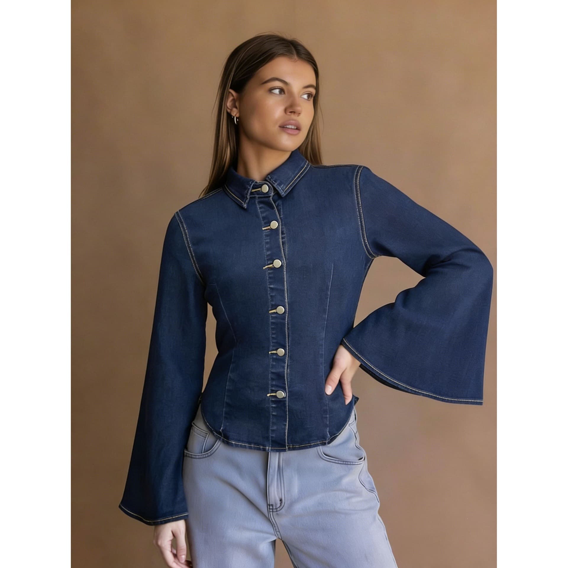 European Size [Women's Cross-Border Bestseller] Women's Micro-Stretch Denim Jacket Spring/Summer New Blue