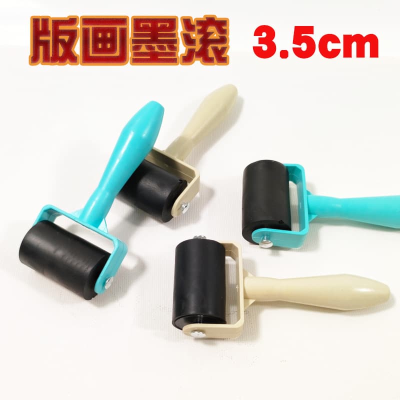 Children's Handmade Wooden Board Painting Tool 3.5cm Painting Rubber Roller Ink Roller Wheel Office Culture Art Supplies