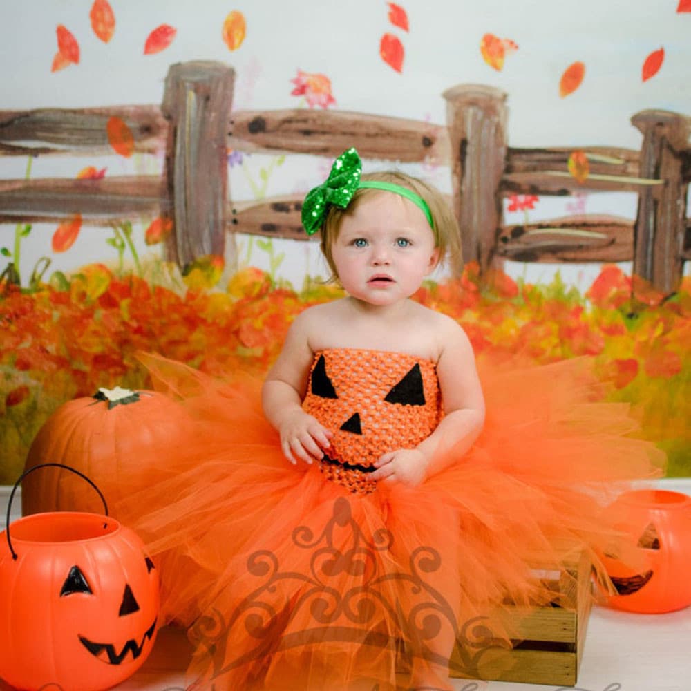 Pumpkin Lace Tutu Tulle Skirt Festival Performance Costume Factory Direct Supply Girls Dress Halloween Children