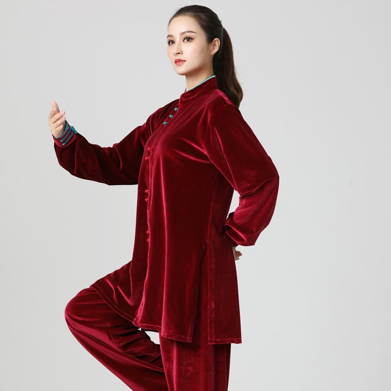2020 Style Thick Tai Chi Suit Autumn Winter New Style South Korean Velvet Performance Suit Practice Performance Velvet Set Unisex