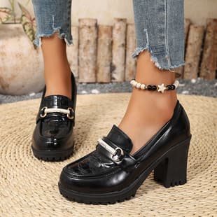 French Mary Jane Shoes for Women, 2026 New Autumn Flats, Chunky Heel High Heels, Shallow Mouth, Pairs with Dresses, Leather Shoes