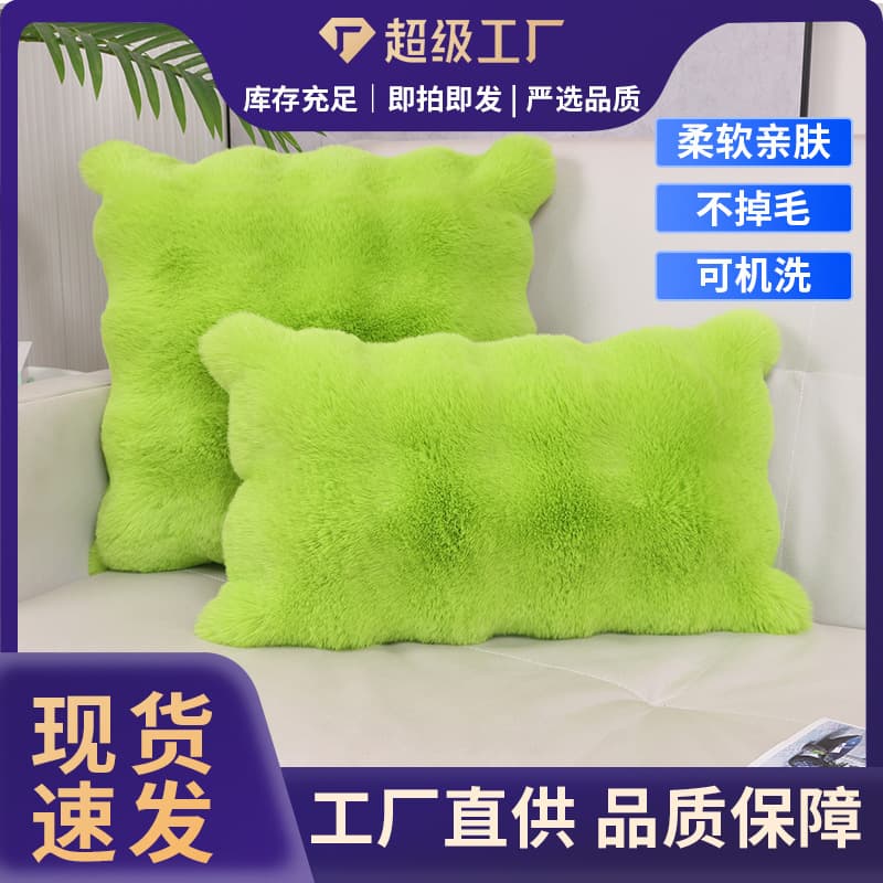 Cross-border Plush Thickened Throw Pillow Cover for Bay Window, Sofa, Living Room Cushion, Bed Headrest Pillow, Light Luxury Premium Feel