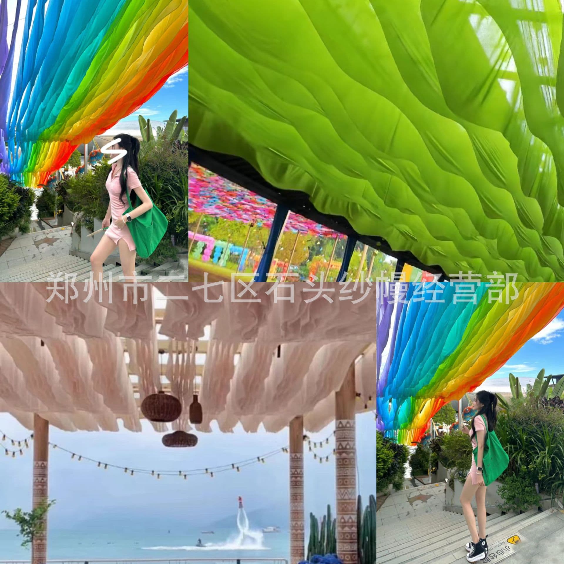 Internet-Famous Fluttering Gauze Rainbow Gauze Ceiling Seven-Colored Restaurant Homestay Decoration Scenic Spot Beach Camping Gauze