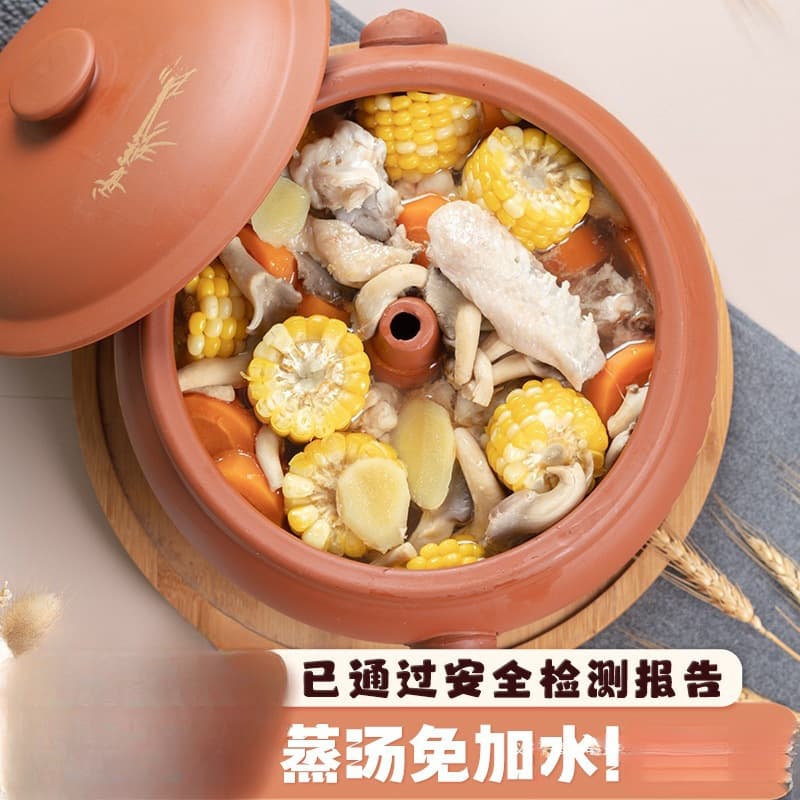 Yunnan Jianshui Steamer Pot Steam Casserole Steamer Chicken Pot for Home Use Set, Commercial Ceramic Non-Zisha Sweating Chicken Pot