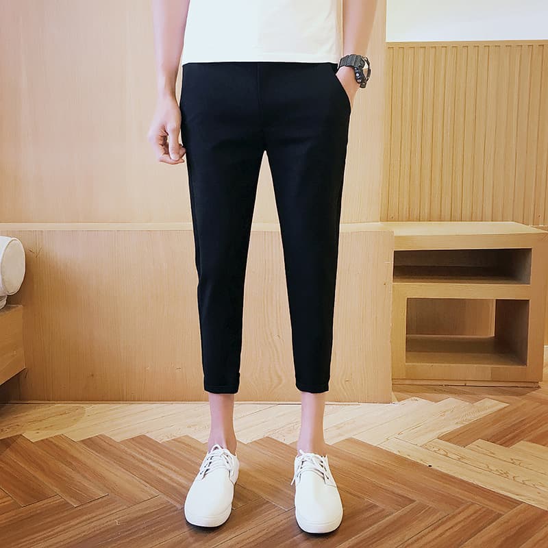 Stretch Ankle Pants for Men, Slim Fit Fall/Winter Casual Trousers, Korean Style Skinny Pants, Versatile Men's Cropped Pants