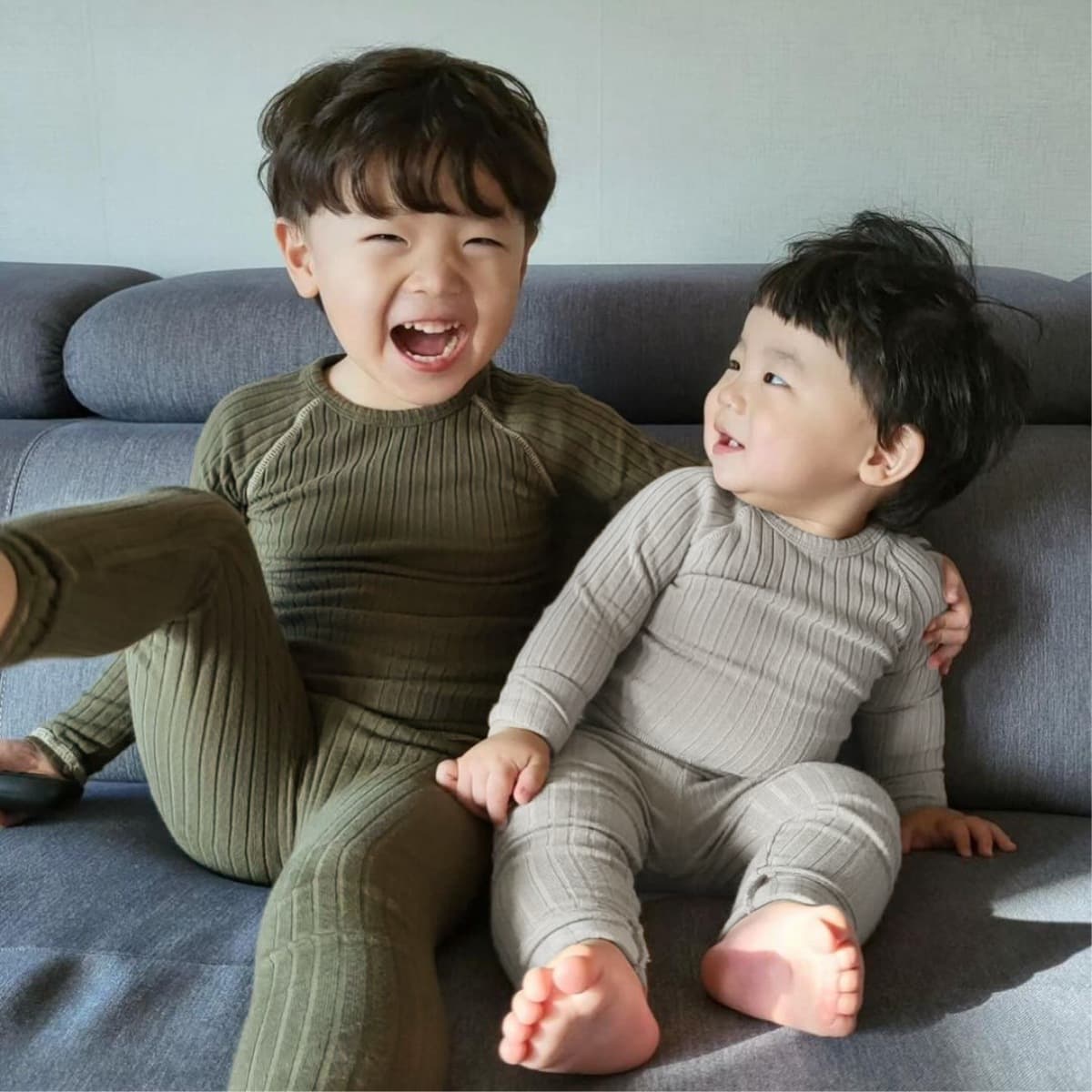 2026 Spring Baby Kids Class A Soft Cotton Thick Ribbed Stretch T-Shirt Top + Bottom Set Infant Sleepwear