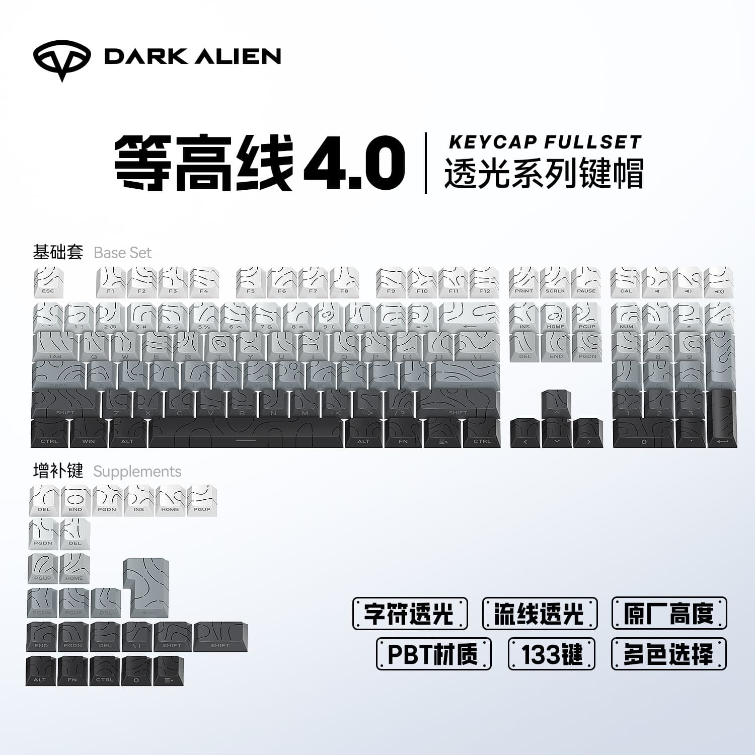 Wholesale Contour Keycaps DIY for AULA Wolf Spider Keyboard 133 Keys PBT Custom Mechanical Keyboard Keycaps