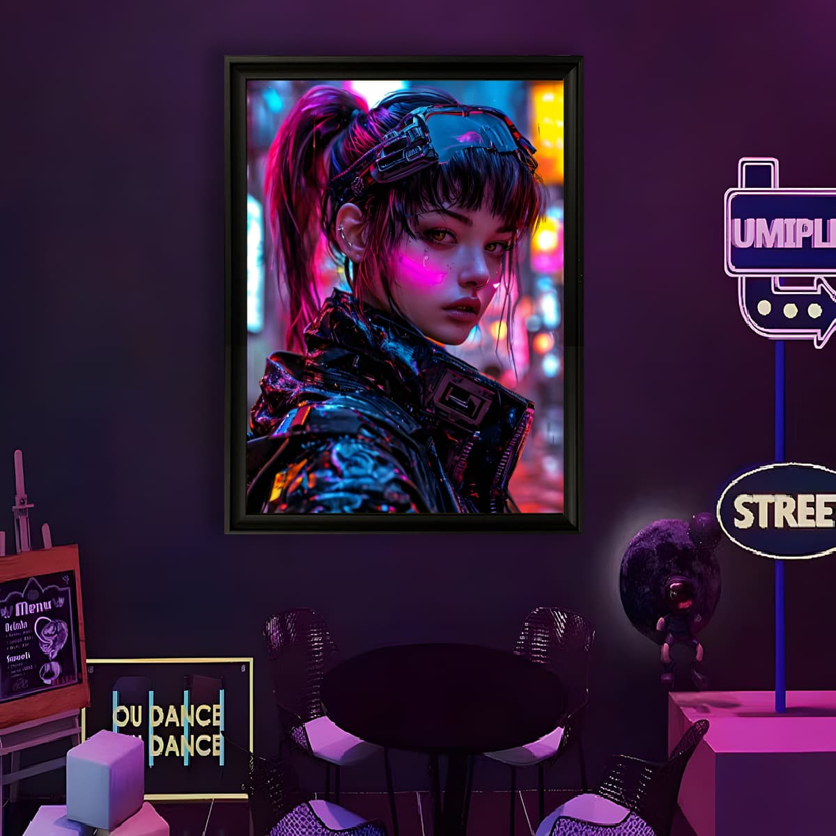 led bar hanging painting girl decoration mural animal cartoon neon light bedroom e-sports room cyber luminous painting